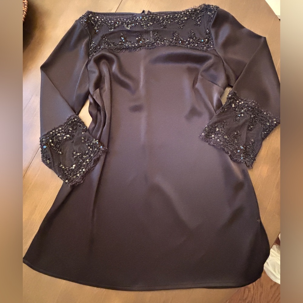 St John black embellished blouse